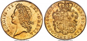 George II gold Guinea 1732 MS63+ PCGS, KM573.1, S-3672. Smaller Lettering. A captivating Mint State offering whose preservation is wholly choice for t...