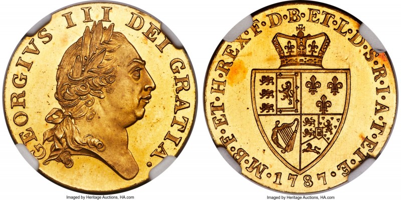 George III gold Proof Guinea 1787 PR65 Cameo NGC, KM609, S-3729, W&R-104 (R3). P...