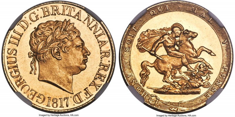 George III gold Sovereign 1817 MS64 NGC, KM674, S-3785, Marsh-1. A very scarce l...