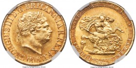 George III gold Sovereign 1818 MS62+ NGC, KM674, S-3785. Visually striking and very nearly choice from a technical standpoint, a honey-amber tone grac...