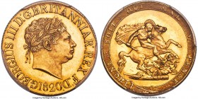 George III gold Sovereign 1820 MS64 PCGS, KM674, S-3785C, Marsh-4. Large Dot, Open 2 variety. An extremely difficult level at which to find this final...