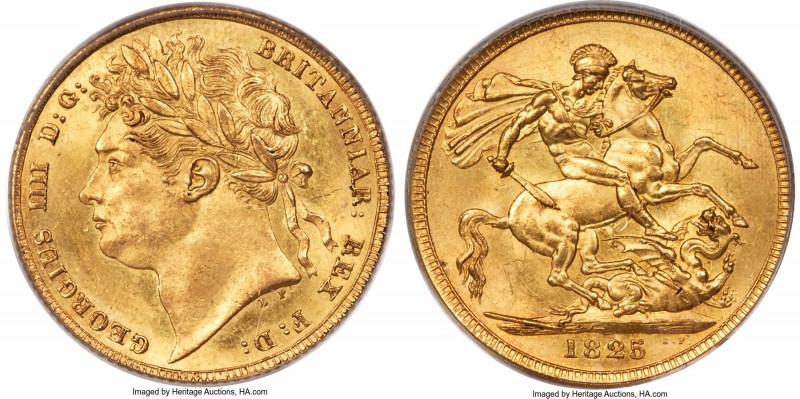 George IV gold Sovereign 1825 MS63 PCGS, KM682, S-3800. Choice uncirculated with...
