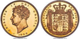 George IV gold Proof 2 Pounds 1826 PR64 Deep Cameo PCGS, KM701, S-3799, W&R-228. Astoundingly reflective and marked by a superb cameo contrast, George...