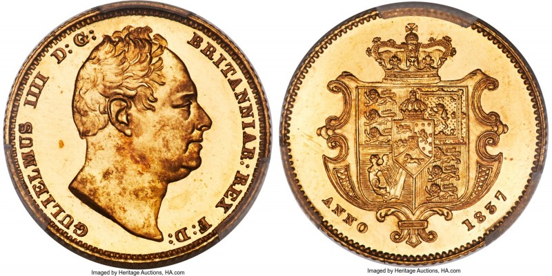 William IV gold Proof Mule 1/2 Sovereign 1837-Dated (1871) PR66 Cameo PCGS, KM-U...