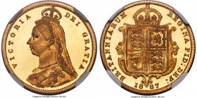 Victoria gold Proof 1/2 Sovereign 1887 PR66 Ultra Cameo NGC, KM766, S-3869, W&R-362. A thoroughly outstanding representative of this scarce Proof, ent...