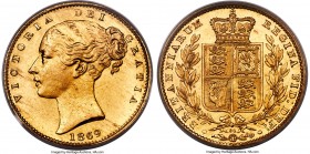 Victoria gold Proof Sovereign 1869 PR63+ Cameo PCGS KM736.2, S-3853, Marsh-53, W&R-312 (R7; this piece cited). Reeded edge. Die #64. By William Wyon. ...