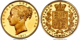 Victoria gold Proof Pattern "Shield" Sovereign 1871 PR65 Deep Cameo PCGS, KM-Unl., S-Unl., Marsh-Unl., W&R-314 var. (unlisted with plain edge). Plain ...
