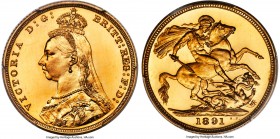 Victoria gold Proof Sovereign 1891 PR65+ Deep Cameo PCGS cf. KM767 (unlisted in Proof), S-3866C, W&R-337 (R7; this coin). Reeded edge. Long tail varie...