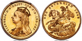 Victoria gold Proof Pattern Sovereign 1893 PR65 Cameo PCGS, KM-Unl., S-Unl., W&R-339 (R6; this coin). Plain edge. By Allan Wyon. One the fantastic rar...