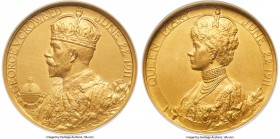 George V gold "Coronation" Medal 1911 MS65 NGC, Eimer-1952a, BHM-4022. 51mm. 83.45gm. By B. Mackennal. Matte finish. A beloved coronation type that pr...