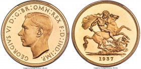 George VI gold Proof 5 Pounds 1937 PR65+ Deep Cameo PCGS KM861, S-4074, W&R-435. Mintage: 5,500. Of sublime quality for this sought-after 5 Pounds iss...