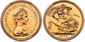 Elizabeth II gold VIP Proof Pattern Sovereign 1976 PR65 PCGS, KM-Unl., S-SC1 (Extremely Rare). Reeded edge. Brilliant finish. Mintage: 2. By Arnold Ma...