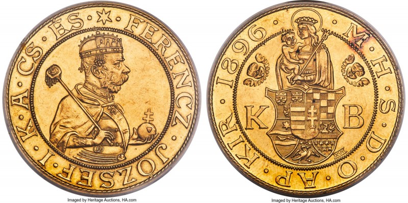 Franz Joseph I gold Prooflike Taler 1896-KB PL62 PCGS, Kremnitz mint, KM-X13a, F...