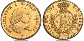 Parma. Ferdinando di Borbone gold 4 Doppie 1796-S AU55 NGC, KM-C20a, Fr-928, MIR-1060/4. 28.48gm. Of laudable quality for this late 18th century gold ...