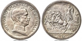 Vittorio Emanuele III Matte Specimen Prova 5 Lire 1914-R SP64 PCGS, Rome mint, KM-Pr22, Pag-220. An outstanding specimen with "PROVA" written above th...
