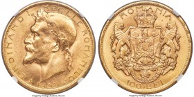 Ferdinand I gold 100 Lei 1922 (1928/1929) MS62 NGC, London mint, KM-XM4, Fr-9, Stamb-085. Struck posthumously in 1928 and 1929 to celebrate the king's...