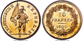 Helvetic Republic gold 16 Franken 1800-B MS64 PCGS, Bern mint, KM-A12, Fr-282, HMZ-2-1184a. Struck as a one-year type during the period of French inte...