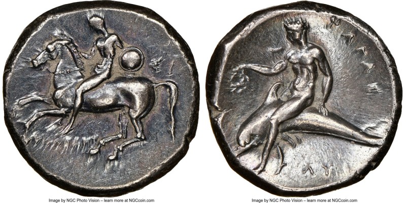 CALABRIA. Tarentum. Ca. 281-240 BC. AR stater or didrachm (21mm, 7.85 gm, 3h). N...