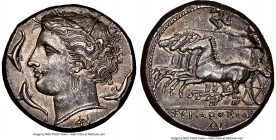 SICILY. Syracuse. Agathocles (317-289 BC). AR tetradrachm (24mm, 16.99 gm, 10h). NGC AU 4/5 - 2/5, Fine Style, smoothing. Pre-royal coinage, ca. 310-3...
