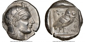 ATTICA. Athens. Ca. 465-455 BC. AR tetradrachm (25mm, 17.18 gm, 1h). NGC Choice AU 5/5 - 5/5, Fine Style. Head of Athena right, wearing crested Attic ...