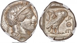 ATTICA. Athens. Ca. 440-404 BC. AR tetradrachm (26mm, 17.19 gm, 7h). NGC MS 5/5 - 5/5. Mid-mass coinage issue. Head of Athena right, wearing crested A...