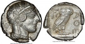 ATTICA. Athens. Ca. 440-404 BC. AR tetradrachm (25mm, 17.21 gm, 10h). NGC MS 5/5 - 4/5. Mid-mass coinage issue. Head of Athena right, wearing crested ...
