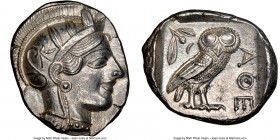ATTICA. Athens. Ca. 440-404 BC. AR tetradrachm (27mm, 17.16 gm, 9h). NGC MS 5/5 - 4/5. Mid-mass coinage issue. Head of Athena right, wearing crested A...