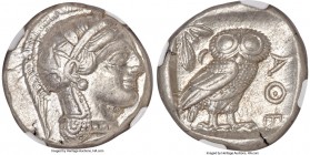 ATTICA. Athens. Ca. 440-404 BC. AR tetradrachm (24mm, 17.19 gm, 7h). NGC AU S 5/5 - 5/5. Mid-mass coinage issue. Head of Athena right, wearing crested...