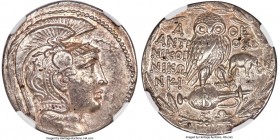 ATTICA. Athens. 2nd-1st centuries BC. AR tetradrachm (30mm, 16.87 gm, 11h). NGC AU 5/5 - 4/5. New Style coinage, Antiochus, Nicogoras, and Nicon, magi...