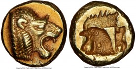 LESBOS. Mytilene. Ca. 521-478 BC. EL sixth-stater or hecte (10mm, 2.56 gm, 7h). NGC AU S 5/5 - 4/5. Head of roaring lion right with pelleted truncatio...