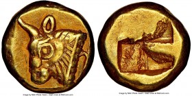 IONIA. Phocaea. Ca. 625-522 BC. EL sixth-stater or hecte (10mm, 2.59 gm). NGC AU 5/5 - 3/5, brushed. Head of bull left, the truncation decorated with ...
