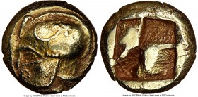 IONIA. Phocaea. Ca. 521-478 BC. EL sixth-stater or hecte (10mm, 2.58 gm). NGC AU 3/5 - 4/5. Crested Corinthian helmet left, decorated with palmette on...