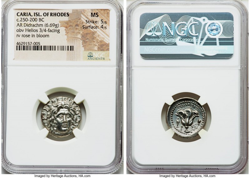 CARIAN ISLANDS. Rhodes. Ca. 250-230 BC. AR didrachm (20mm, 6.69 gm, 12h). NGC MS...