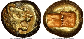 LYDIAN KINGDOM. Alyattes or Walwet (ca. 610-546 BC). EL third-stater or trite (12mm, 4.73 gm). NGC AU 4/5 - 4/5. Uninscribed, Lydo-Milesian standard. ...