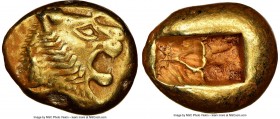 LYDIAN KINGDOM. Alyattes or Walwet (ca. 610-546 BC). EL third-stater or trite (13mm, 4.71 gm). NGC XF 5/5 - 4/5. Uninscribed, Lydo-Milesian standard. ...