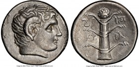 CYRENAICA. Cyrene. Magas, as Ptolemaic Governor, First Reign (ca. 308-277 BC). AR didrachm (22mm, 7.58 gm, 12h). NGC XF 5/5 - 3/5. Rhodian standard. B...