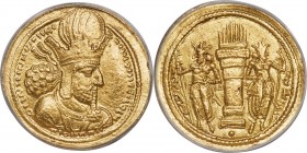 SASANIAN KINGDOM. Shapur I the Great (AD 240-272). AV dinar (22mm, 7.29 gm, 4h). ANACS AU 50. Mint I ("Ctesiphon"), Phase II, ca. AD 260-272. Bust of ...
