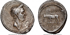 Divus Julius Caesar (49-44 BC). AR denarius (21mm, 3.82 gm, 2h). NGC Choice VF 4/5 - 2/5, scuffs. Rome, 40 BC, Q. Voconius Vitulus, moneyer. Wreathed ...