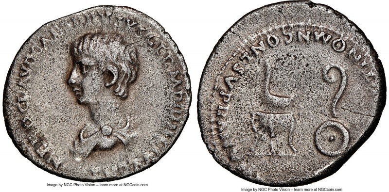 Nero, as Caesar (AD 54-58). AR denarius (19mm, 3.40 gm, 8h). NGC Choice VF 4/5 -...