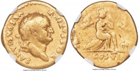 Titus, as Caesar (AD 79-81). AV aureus (18mm, 7.07 gm, 6h). NGC Fine 4/5 - 1/5, scuffs. Rome, AD 77-78. T CAESAR IMP-VESPASIANVS, laureate head of Tit...