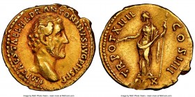 Antoninus Pius (AD 138-161). AV aureus (21mm, 7.27 gm, 6h). NGC Choice XF 5/5 - 2/5, bent, scuffs. Rome, AD 151. IMP CAES T AEL HADR ANTONINVS AVG PIV...