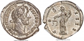Antoninus Pius (AD 138-161). AR denarius (19mm, 3.29 gm, 12h). NGC Gem MS 5/5 - 5/5. Rome, AD 148-149. ANTONINVS AVG-PIVS P P TR P XII, laureate head ...