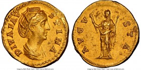 Diva Faustina Senior (AD 138-140/1). AV aureus (19mm, 7.32 gm, 7h). NGC Choice AU 5/5 - 2/5, scuffs. Rome, AD 147-161. DIVA FAV-STINA, draped bust of ...