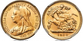 Victoria gold 1/2 Sovereign 1900-S MS65 NGC, Sydney mint, KM12, S-3881. An exquisite conditional rarity, the sole finest example certified by either N...