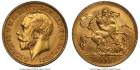 George V gold 1/2 Sovereign 1918-P MS62 PCGS, Perth mint, KM28, S-4008. The key date of the Australian 1/2 sovereign series, with an estimated mintage...