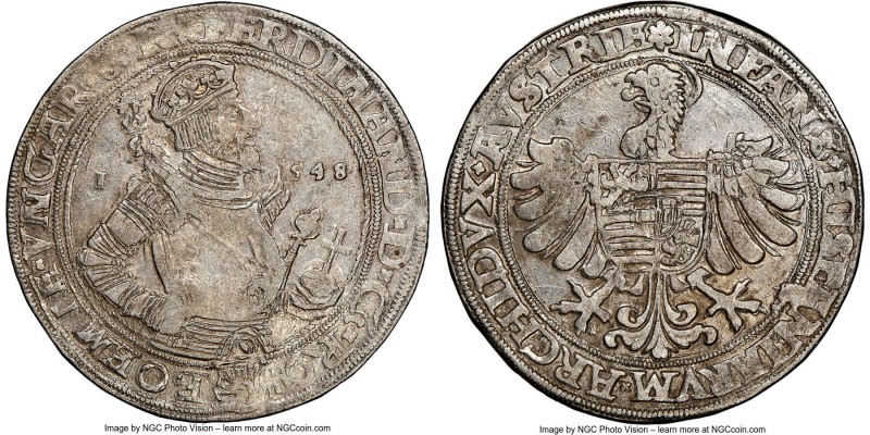 Ferdinand I Taler 1548 XF45 NGC, Joachimstal mint, Dav-8046. Evenly circulated, ...