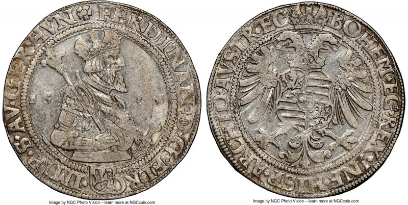 Ferdinand I Taler 1561 AU53 NGC, Joachimstal mint, Dav-8047. Rupprecht Puellache...