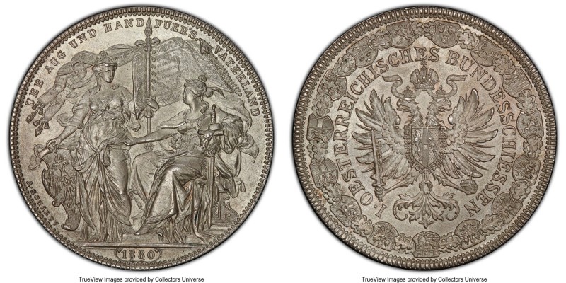 Franz Joseph I Medallic "Federal Shooting Festival" 2 Florin 1880 MS66 PCGS, KM-...