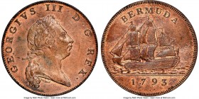 British Colony. George III Penny 1793 MS65 Red and Brown NGC, KM5, Prid-5. By Droz. A wonderful gem example of this popular maritime issue, aglow with...