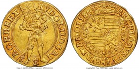 Rudolf II gold Ducat 1586 AU53 NGC, Prague mint, Fr-12, Dietiker-430. 3.45gm. Glistening aurous luster affirms the near-Mint preservation of this char...